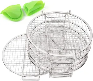 Air Fryer Accessories, Stackable Dehydrator Rack,Stainless Steel Drying Rack with Anti Scalding Gloves Fit for N INJA Foodi Fryer
