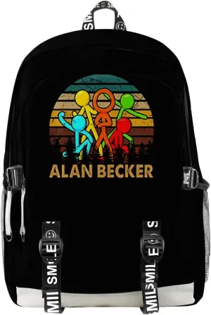 Alan Becker Backpack Merch Women Men Multipurpose Bag Three Piece Travel Backpack Casual Daypack (Black-Bag)