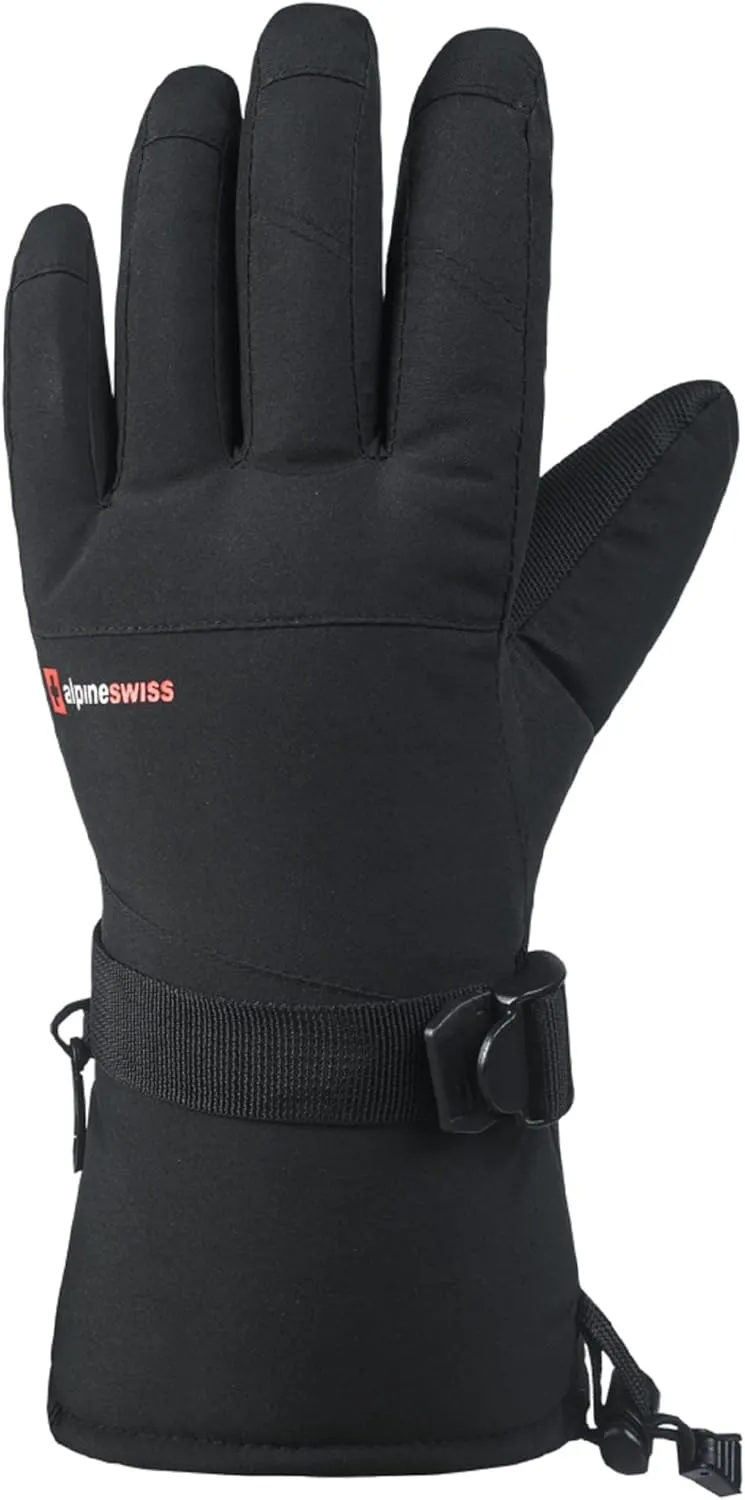 Alpine Swiss Mens Waterproof Gauntlet Snow Ski Gloves Winter Sport Snowboarding Windproof Warm 3M Thinsulate