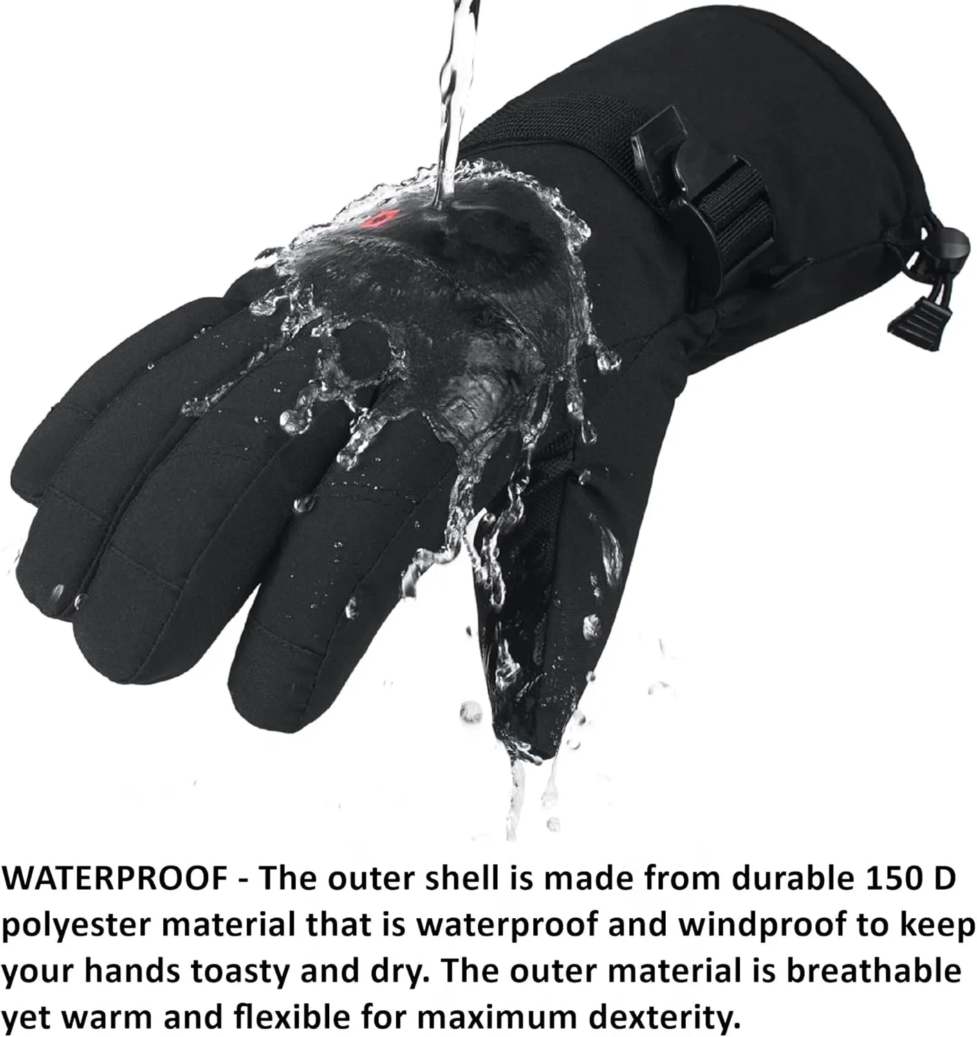 Alpine Swiss Mens Waterproof Gauntlet Snow Ski Gloves Winter Sport Snowboarding Windproof Warm 3M Thinsulate