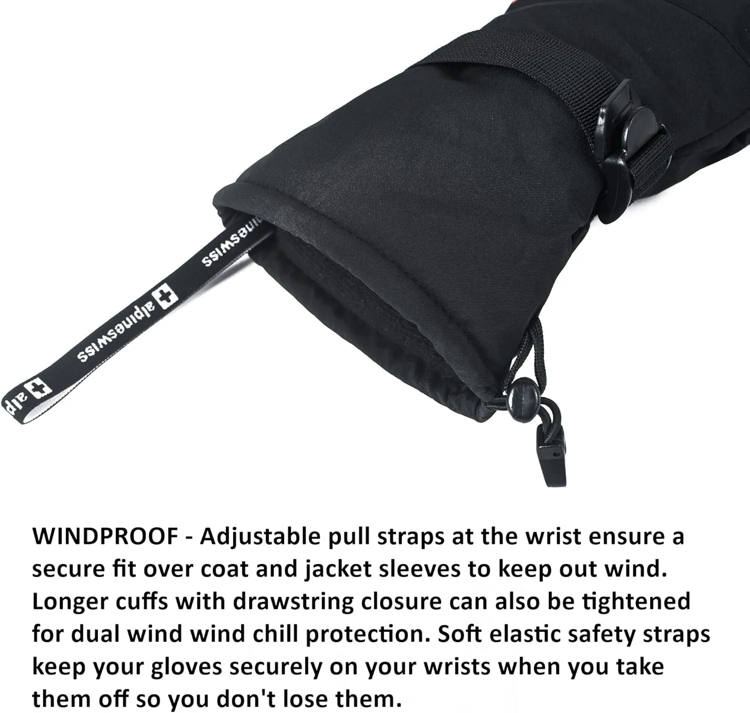 Alpine Swiss Mens Waterproof Gauntlet Snow Ski Gloves Winter Sport Snowboarding Windproof Warm 3M Thinsulate