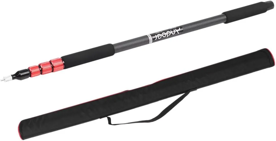 Andoer Telescoping Microphone Boom Pole Carbon Fiber, 4 Sections Stretchable Handheld Microphone Holder Pole Flash Light Boom Sound Recording Grip Support Rod (6.6lbs Load Capacity&9.8ft Max.Length)