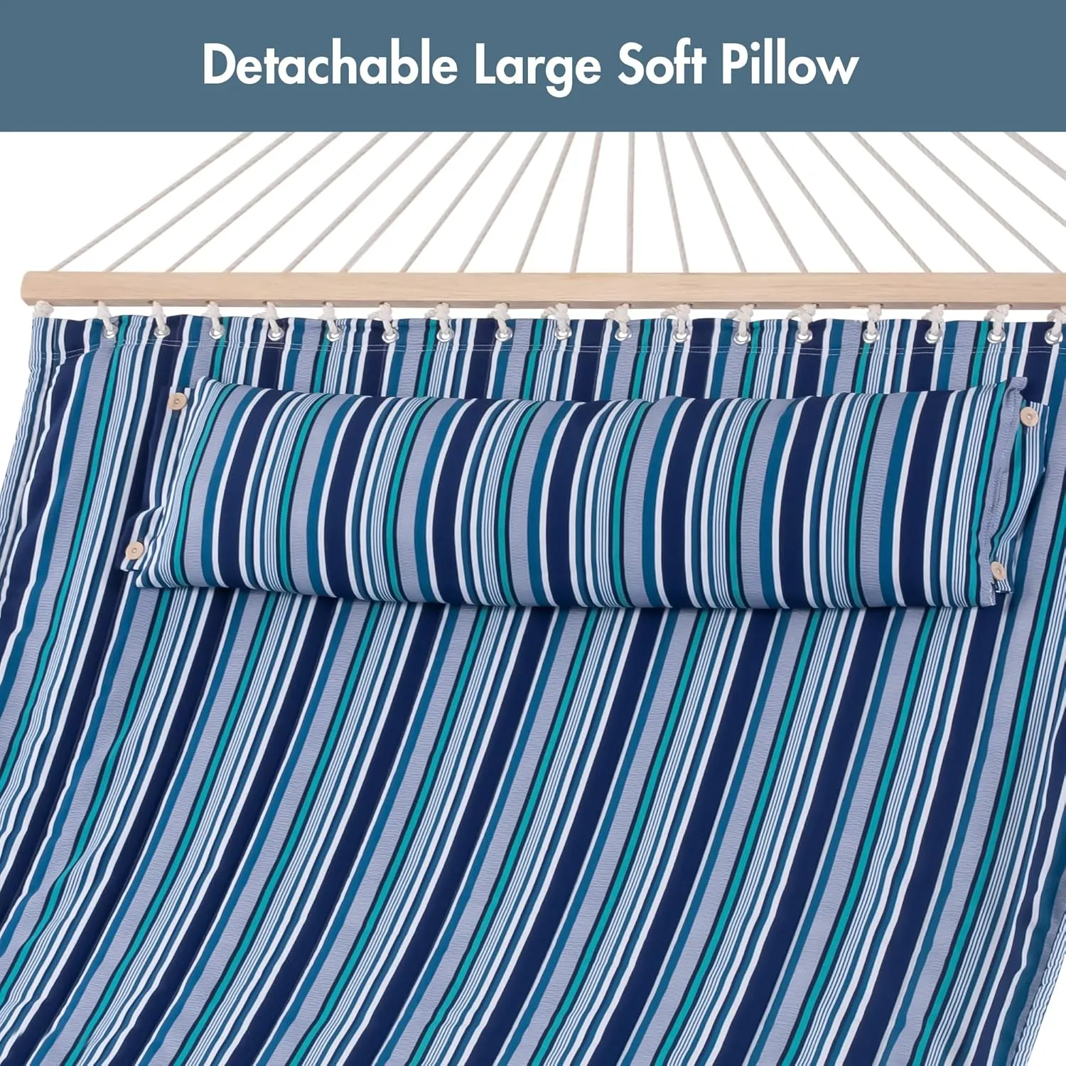 ANOW Double Hammock with Stand 12FT, Heavy Duty Hammock with Stand for Outdoors, 450 LBS Weight Capacity, Blue Stripes
