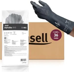 Ansell AlphaTec 53-003 Anti-Static Heat Resistant Neoprene Chemical Protection Work Gloves for Auto, Utilities, Recycling