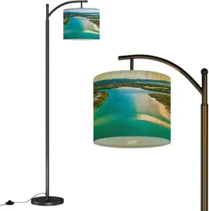 Arc Floor Lamps an Aerial View Noosa River Clear Day Blue Water Modern LED Adjustable Lampshade Standing Light for Living Room Reading Bedroom Office