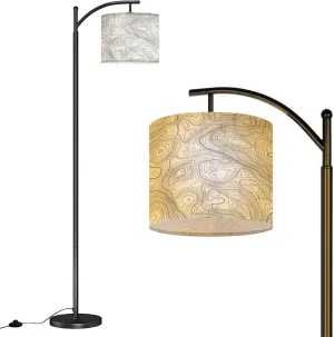 Arc Floor Lamps Contour Topographic map Topography Geography map Grid Abstract Modern LED Adjustable Lampshade Standing Light for Living Room Reading Bedroom Office