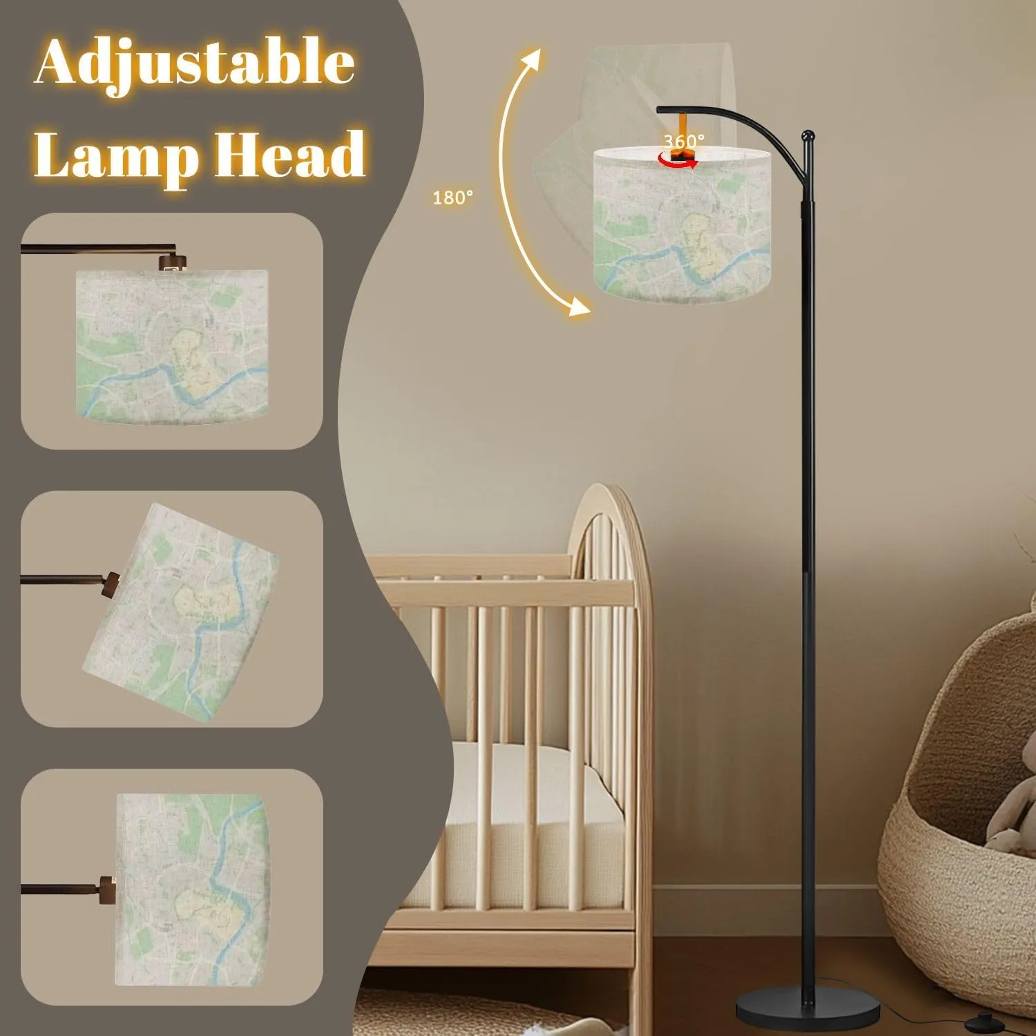 Arc Floor Lamps Krakow mapa Cracow Poland map Old Town Plan Modern LED Adjustable Lampshade Standing Light for Living Room Reading Bedroom Office