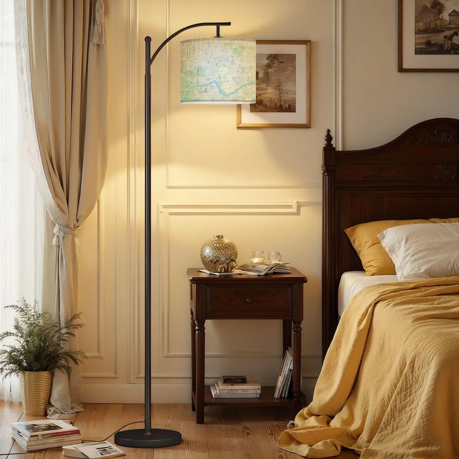 Arc Floor Lamps Krakow mapa Cracow Poland map Old Town Plan Modern LED Adjustable Lampshade Standing Light for Living Room Reading Bedroom Office