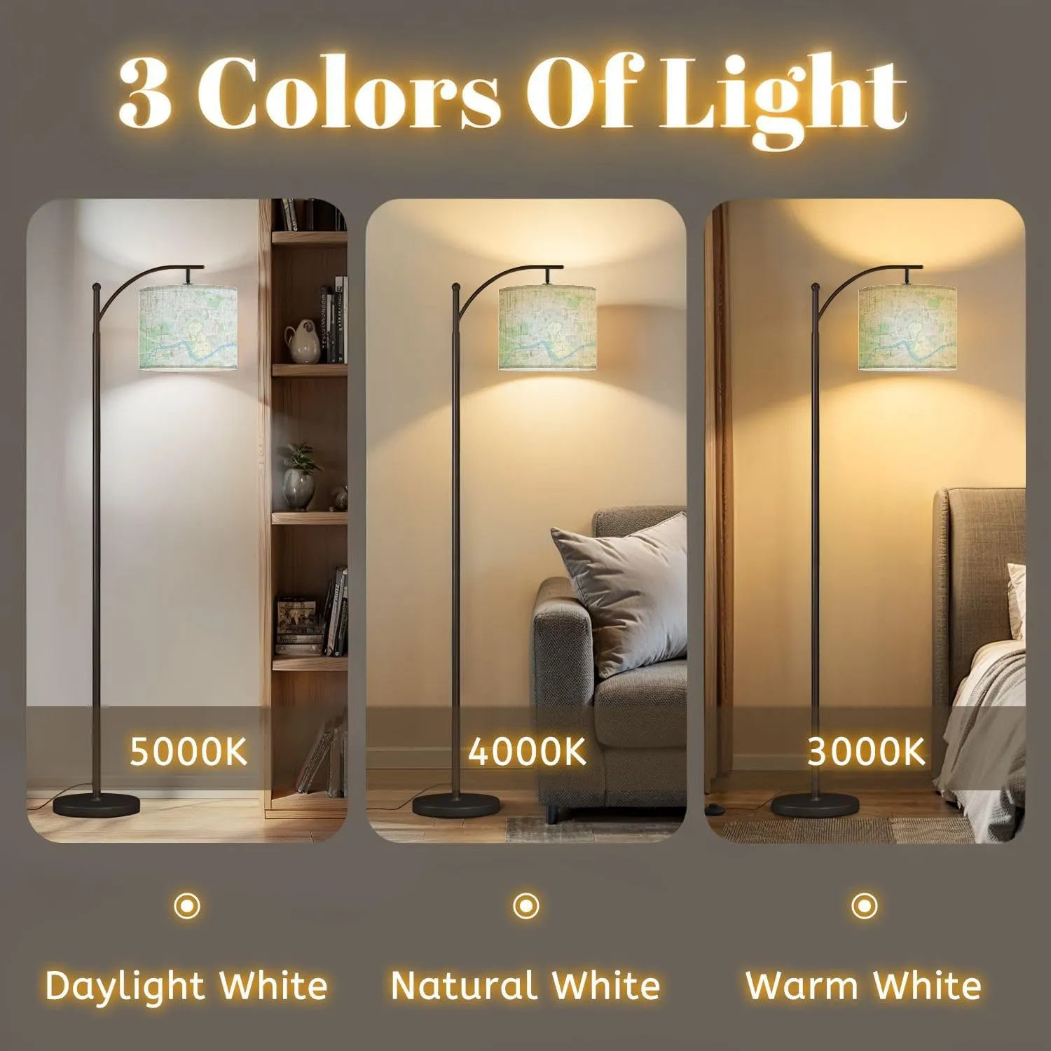 Arc Floor Lamps Krakow mapa Cracow Poland map Old Town Plan Modern LED Adjustable Lampshade Standing Light for Living Room Reading Bedroom Office