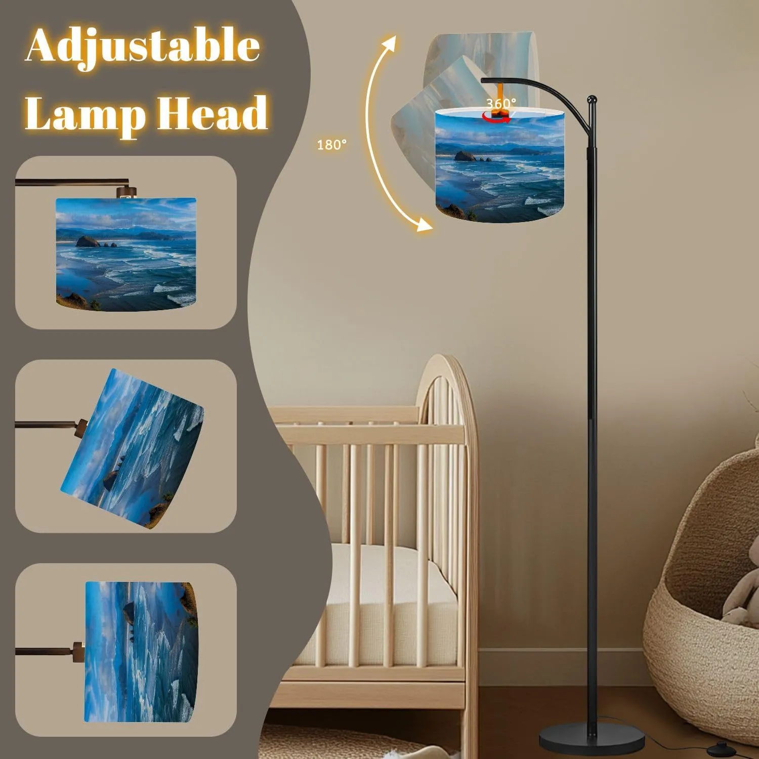 Arc Floor Lamps Oregon Coast Modern LED Adjustable Lampshade Standing Light for Living Room Reading Bedroom Office