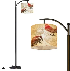 Arc Floor Lamps Seamless Roosters White Modern LED Adjustable Lampshade Standing Light for Living Room Reading Bedroom Office