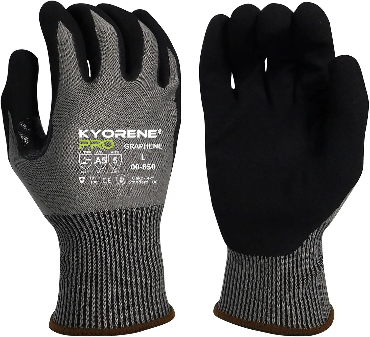 Armor Guys Kyorene Pro Graphene Protective Work Gloves General Purpose Work Gloves MicroFoam Nitrile Palm Coating Grip Gloves - M, 3/pk