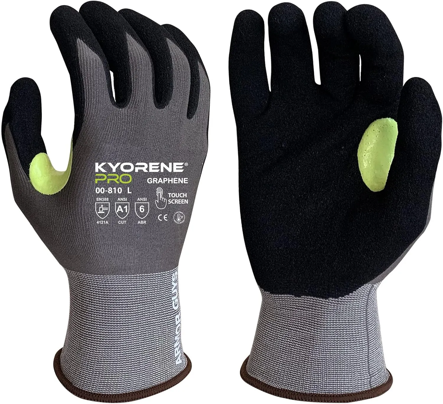 Armor Guys Kyorene Pro Graphene Protective Work Gloves - MicroFoam Nitrile Palm Coating Grip Gloves for Safety - XL, 3/pk