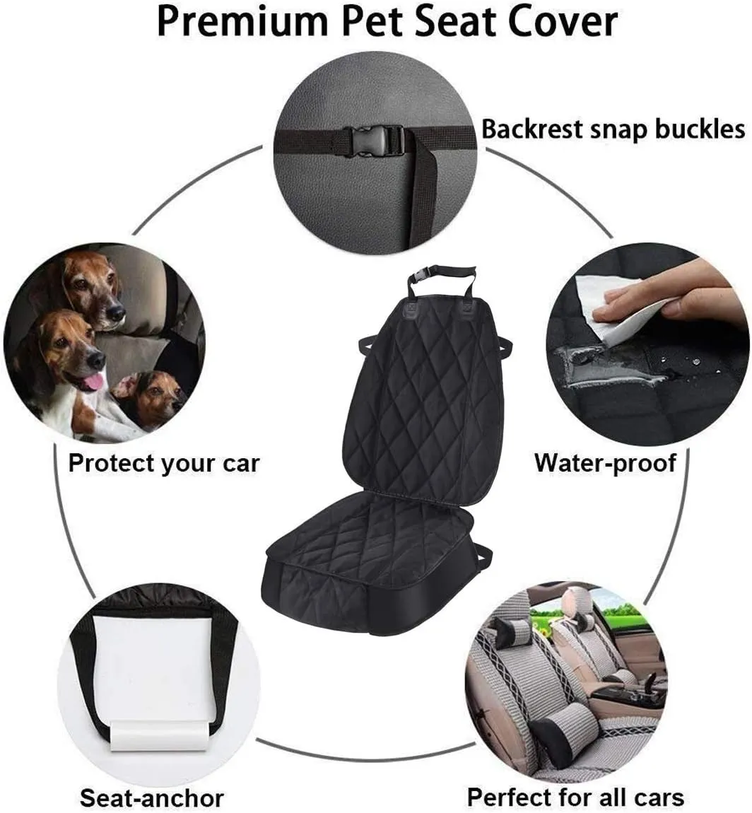AsFrost Dog Seat Cover Cars Trucks SUVs, Thick 600D Heavy Duty Pets Car Seat Cover, Waterproof & Wear-Resistant Durable Nonslip Backing & Hammock Convertible, Black, 2 Pack