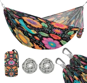 ATTX Brightly Colored Birds Camping Hammock - Lightweight & Portable Hammocks, Heavy Duty 330lbs Capacity for Indoor, Hiking, Backpacking, Travel, Backyard, Beach#259