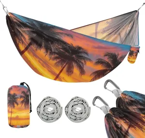 ATTX Coconut Palm Trees Camping Hammock - Lightweight & Portable Hammocks, Heavy Duty 330lbs Capacity for Indoor, Hiking, Backpacking, Travel, Backyard, Beach#17