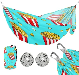 ATTX Doodle Popcorn Camping Hammock - Lightweight & Portable Hammocks, Heavy Duty 330lbs Capacity for Indoor, Hiking, Backpacking, Travel, Backyard, Beach#166
