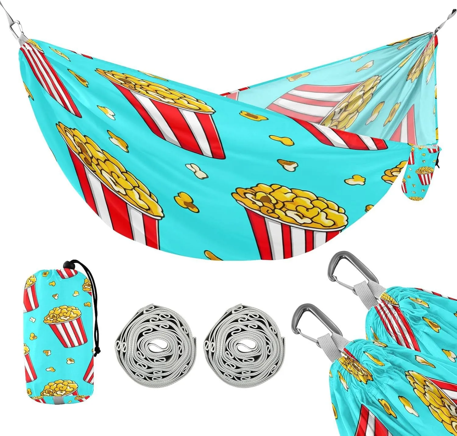 ATTX Doodle Popcorn Camping Hammock - Lightweight & Portable Hammocks, Heavy Duty 330lbs Capacity for Indoor, Hiking, Backpacking, Travel, Backyard, Beach#166