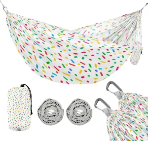 ATTX Graffiti Colorful Crumbs Camping Hammock - Lightweight & Portable Hammocks, Heavy Duty 330lbs Capacity for Indoor, Hiking, Backpacking, Travel, Backyard, Beach#171