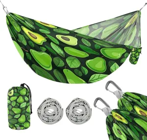 ATTX Small Avocado Slices Camping Hammock - Lightweight & Portable Hammocks, Heavy Duty 330lbs Capacity for Indoor, Hiking, Backpacking, Travel, Backyard, Beach#379