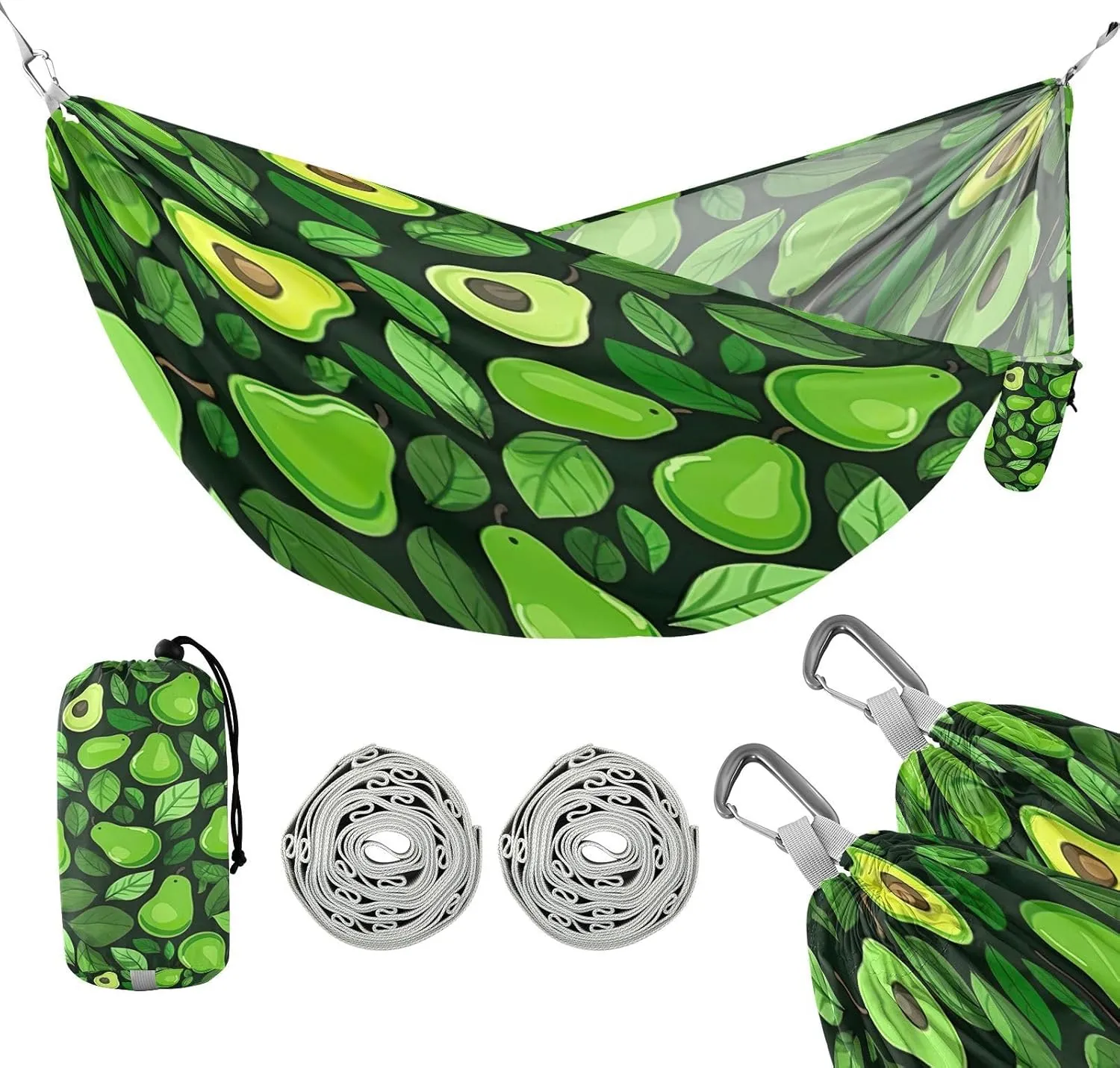 ATTX Small Avocado Slices Camping Hammock - Lightweight & Portable Hammocks, Heavy Duty 330lbs Capacity for Indoor, Hiking, Backpacking, Travel, Backyard, Beach#379