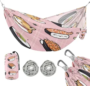 ATTX Sushi Kawaii Pattern Camping Hammock - Lightweight & Portable Hammocks, Heavy Duty 330lbs Capacity for Indoor, Hiking, Backpacking, Travel, Backyard, Beach#484