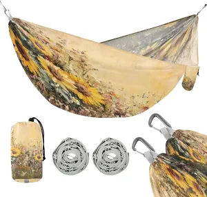 ATTX Whimsical Garden Sunflowers Camping Hammock - Lightweight & Portable Hammocks, Heavy Duty 330lbs Capacity for Indoor, Hiking, Backpacking, Travel, Backyard, Beach#577