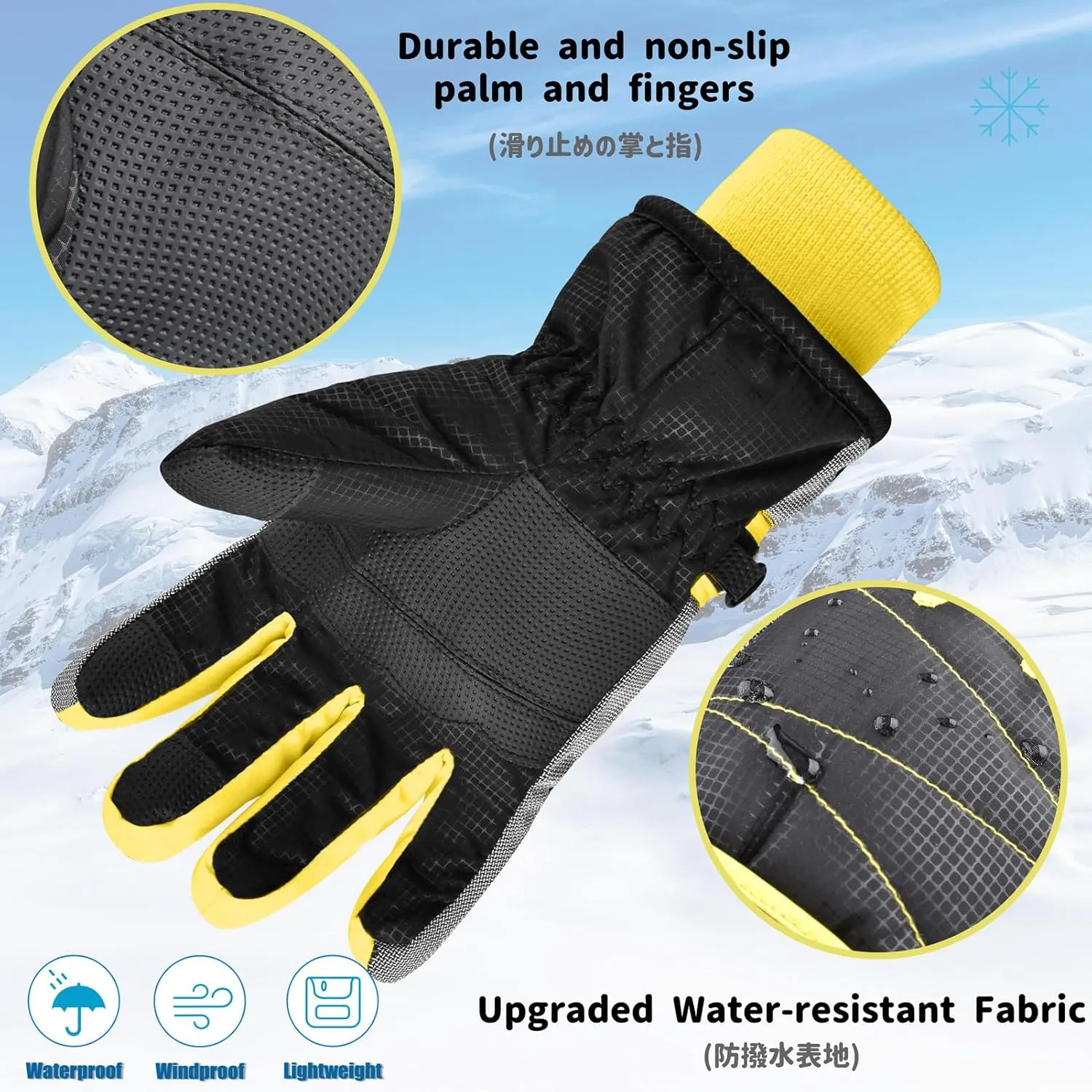 Azarxis Kids Children Ski Gloves Winter Snow Gloves Waterproof Winter Warm Gloves for Snowboarding, Sledding