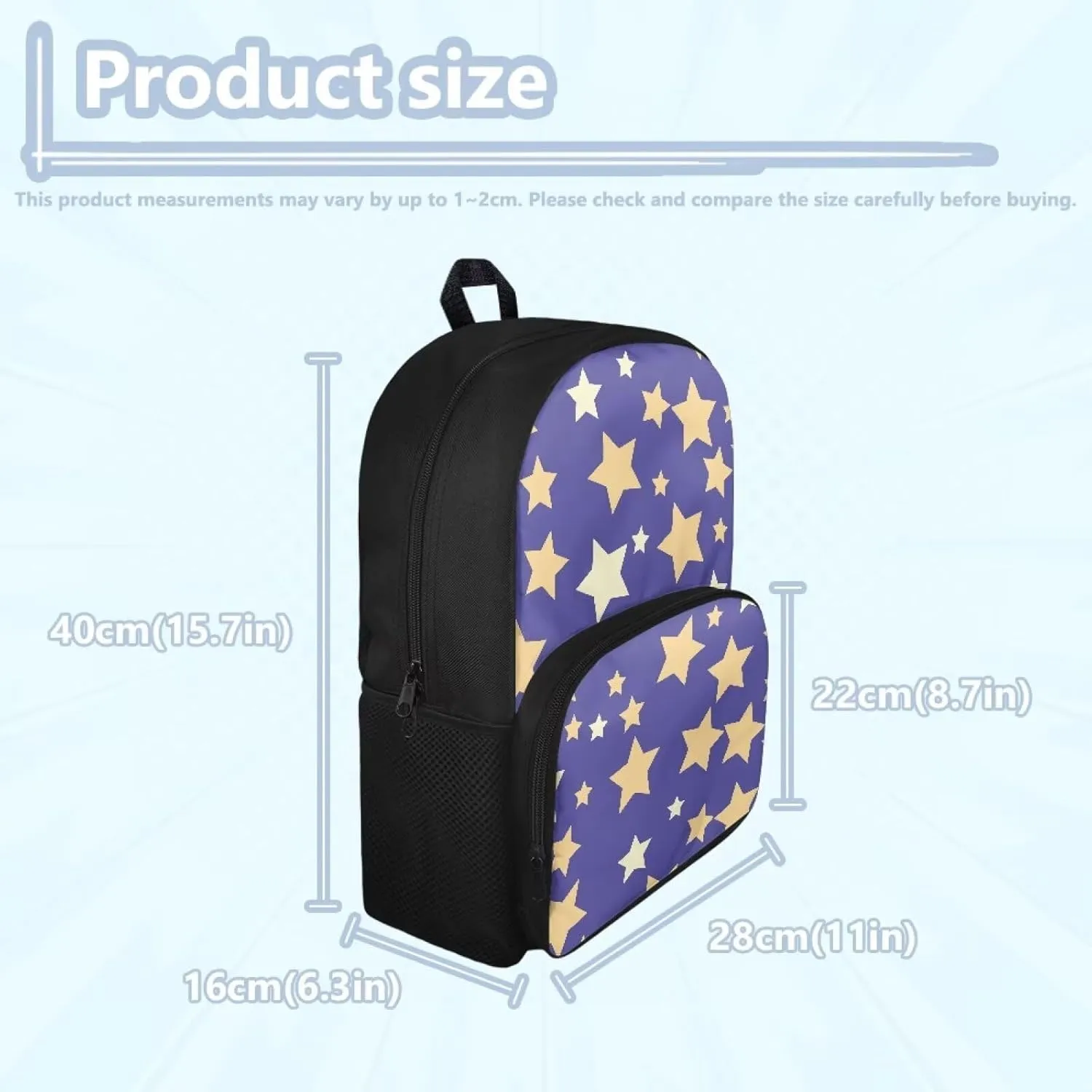 Backpack for Women Large Capacity with 1 Main Compartment and Side Pockets Five Pointed Star Print Spacious Durable Daypack Facilitate Storage for Job Interview Travel Work