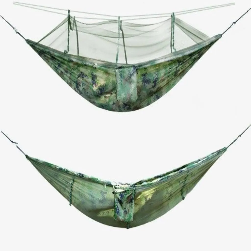 Backyard Patio Hammocks Outdoor Mosquito Net Hammock Anti-Mosquito Anti-Rollover Nylon Camping Outdoor Portable Swing Hammock Camping Essentials(Black)