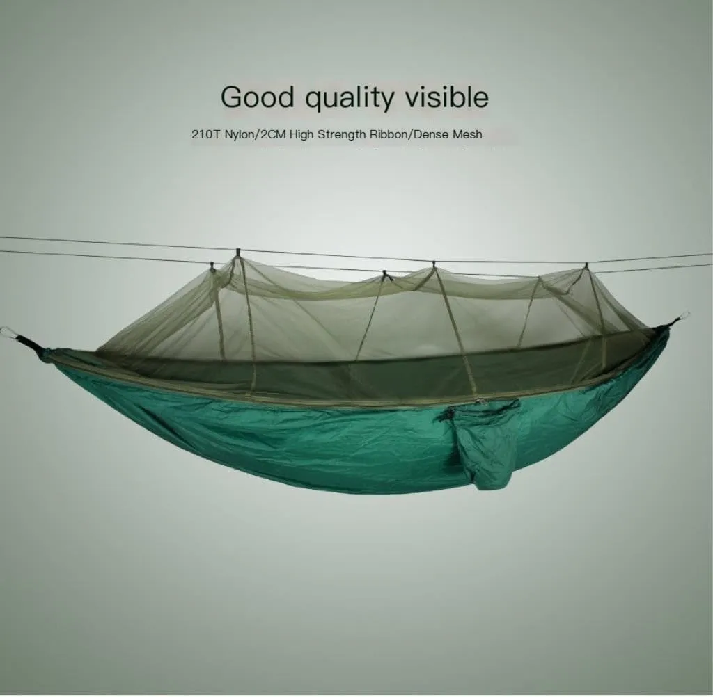Backyard Patio Hammocks Outdoor Mosquito Net Hammock Anti-Mosquito Anti-Rollover Nylon Camping Outdoor Portable Swing Hammock Camping Essentials(Black)