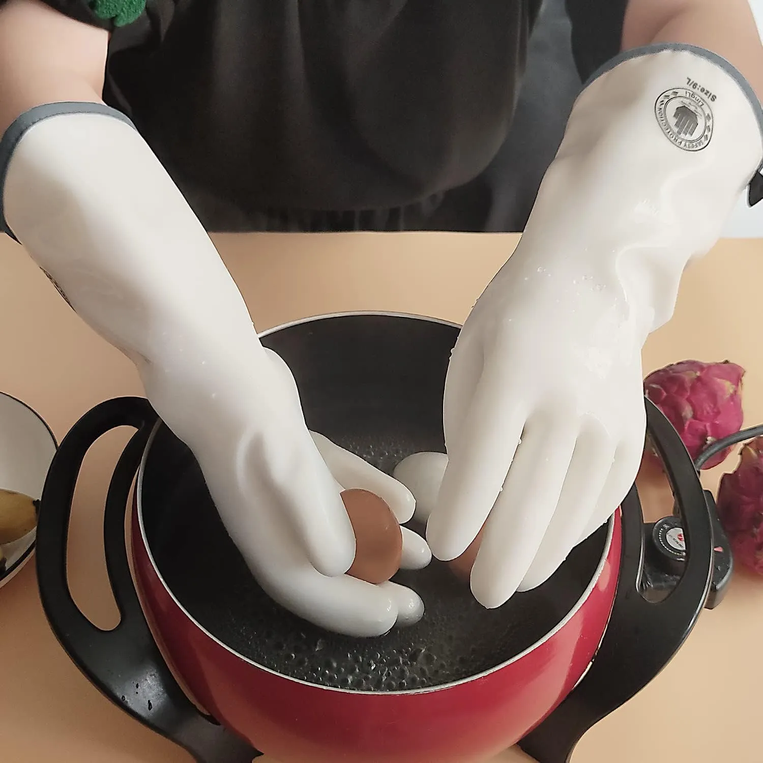 Barbecue Mitts, Silicone Oven Gloves, Heat Resistant Oven Gloves with Fingers, Kitchen Oven Mitts Smoker Gloves for Baking, Grilling, Cooking, Food Grade, Waterproof (8)