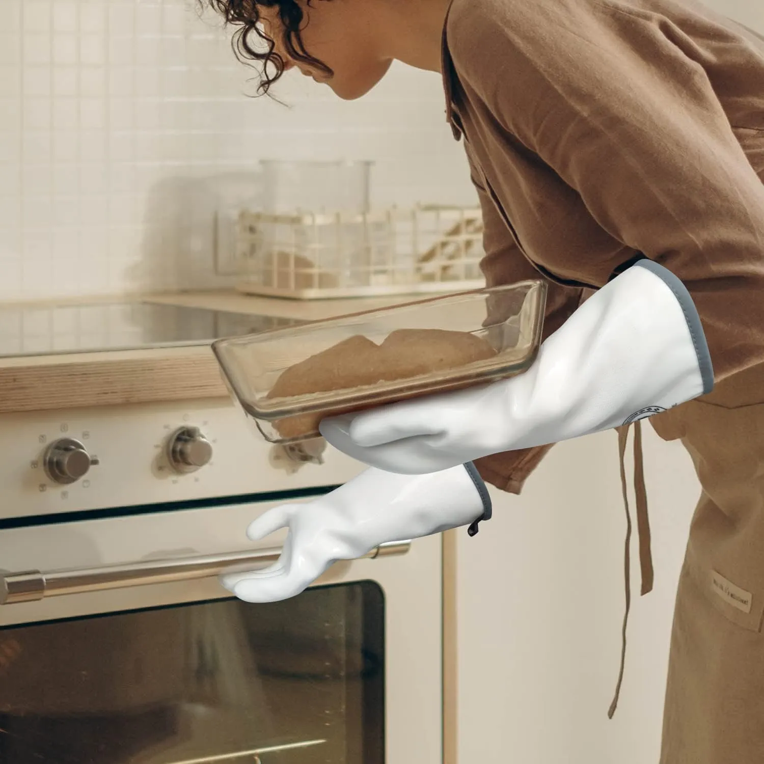 Barbecue Mitts, Silicone Oven Gloves, Heat Resistant Oven Gloves with Fingers, Kitchen Oven Mitts Smoker Gloves for Baking, Grilling, Cooking, Food Grade, Waterproof (8)