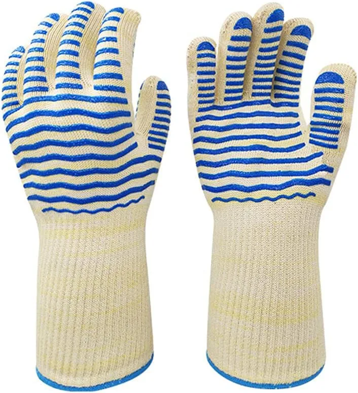 Barbecue Supplies,Heat Insulation Barbecue Gloves 500℃/932℉ High Temperature Resistant Oven Cooking BBQ Mitt Protective Hand