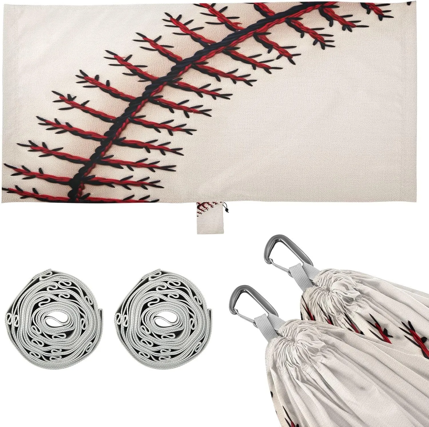 Baseball Camping Hammock, 330 lbs with 2 Tree Straps, Carry Bag, Single Portable Hammock for Outdoor/Indoor, Hiking, Beach, Backpacking, Travel