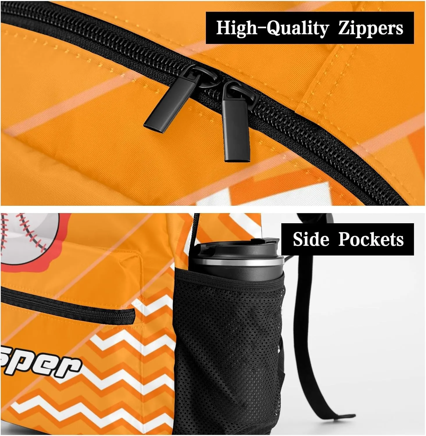 Baseball Fire Cool Excited Orange Kids Toddler Backpack Personalized School Bag with Chest Strap for Boys Girls Preschool Kindergarten Nursery Children Bag