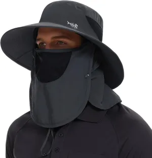 BASSDASH UPF 50  Breathable Sun Hat with Removable Face Cover and Neck Flap Wide Brim Bucket Hat for Fishing Hiking Men Women