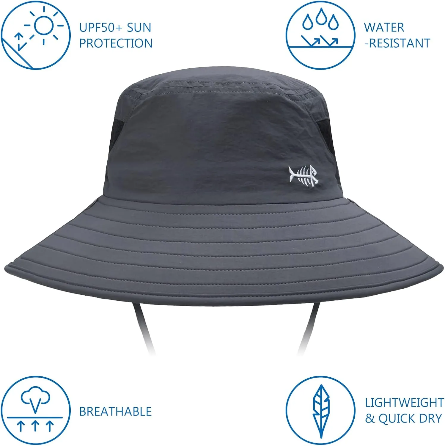 BASSDASH UPF 50  Breathable Sun Hat with Removable Face Cover and Neck Flap Wide Brim Bucket Hat for Fishing Hiking Men Women