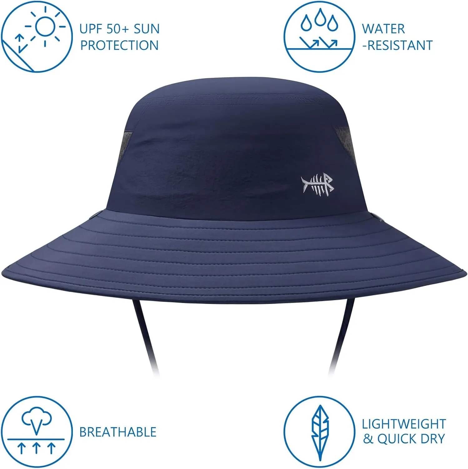 BASSDASH UPF 50  Breathable Sun Hat with Removable Face Cover and Neck Flap Wide Brim Bucket Hat for Fishing Hiking Men Women