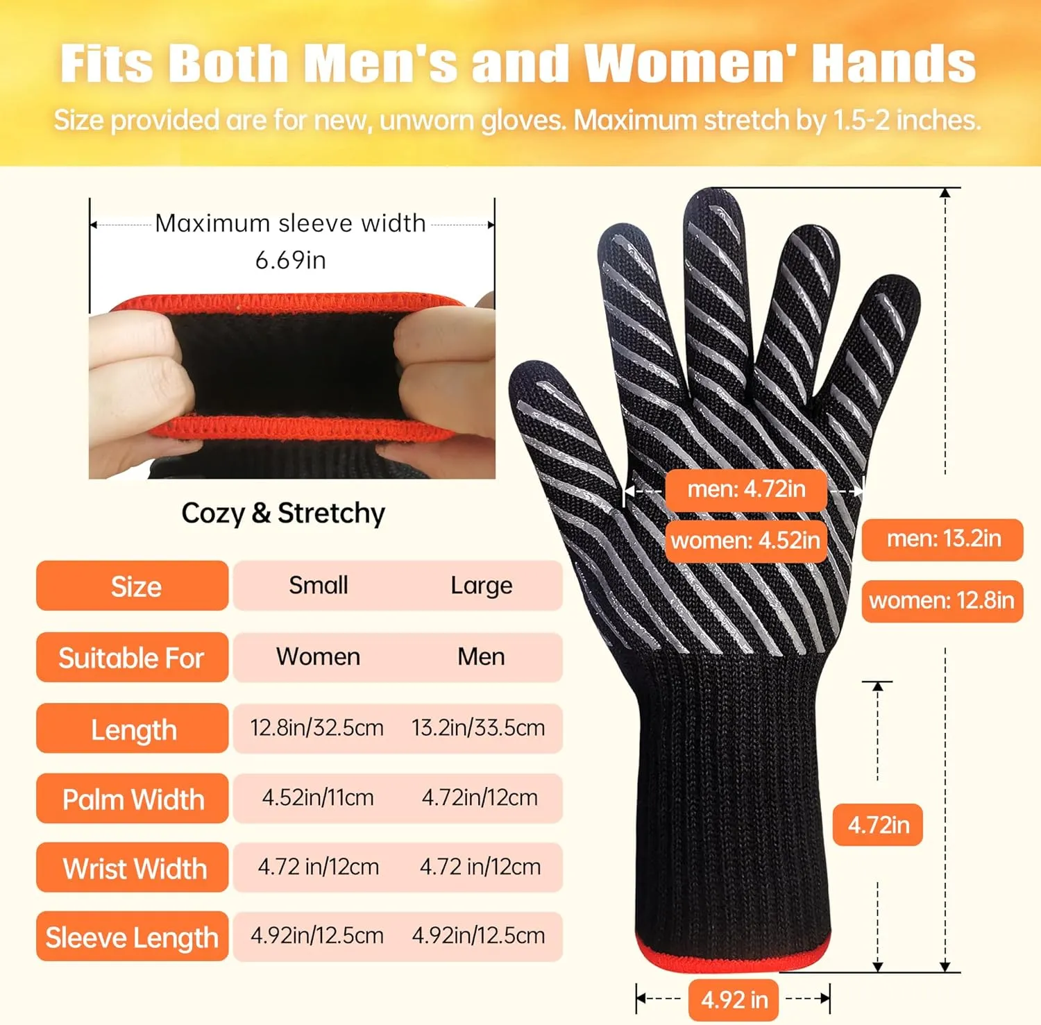 BBQ Gloves - Heat Resistant Grilling, Oven Gloves for Culinary Experts - Extreme Fireproof Protection, Silicone Grip, Long Cuff Mitts - Kitchen & Outdoor Barbecue, Cooking, Baking, Pink, L