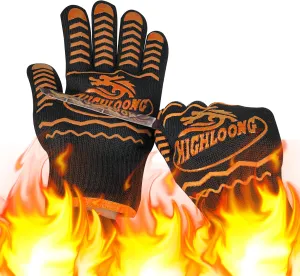 BBQ Gloves, Oven Gloves 1472℉ Heat Resistant Gloves for Grilling, Kitchen Gloves for BBQ, Grilling, Cooking, Baking-1 Pair
