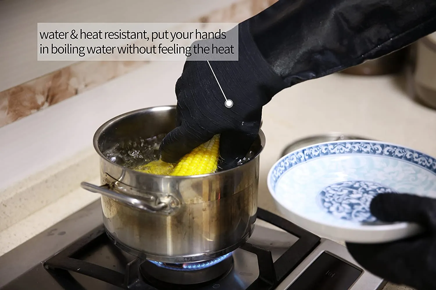 BBQ Grill Oven Gloves 14 Inches,932℉,Heat Resistant-Smoker, Cooking Barbecue Gloves, for Handling Heat Food Right on Your Fryer,Grill, Waterproof, Fireproof, Oil Resistant Neoprene Coating