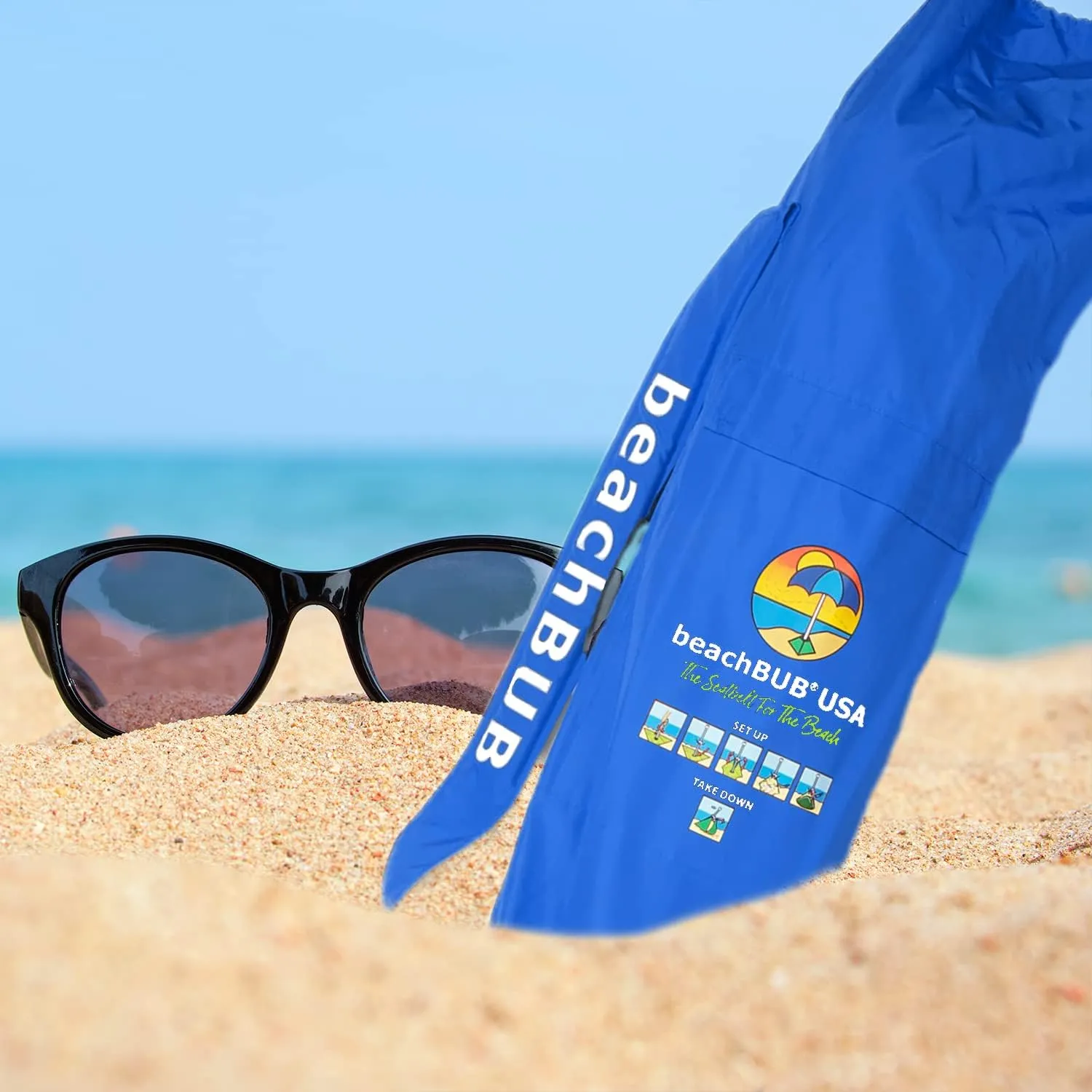 Beach Umbrella Bag - Waterproof & Foldable Beach Bag for Umbrellas with Wide Padded Shoulder Strap & Molded Carry Handle