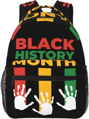 Black History Month Handprint Backpack Lightweight Laptop Backpack Casual Daypack Travel Double Shoulder Bag For Women Men