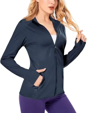 Boladeci Women's Athletic Jackets Lightweight UPF 50  Sun Shirts Long Sleeve Full Zip Up Quick Dry Running Workout Jackets