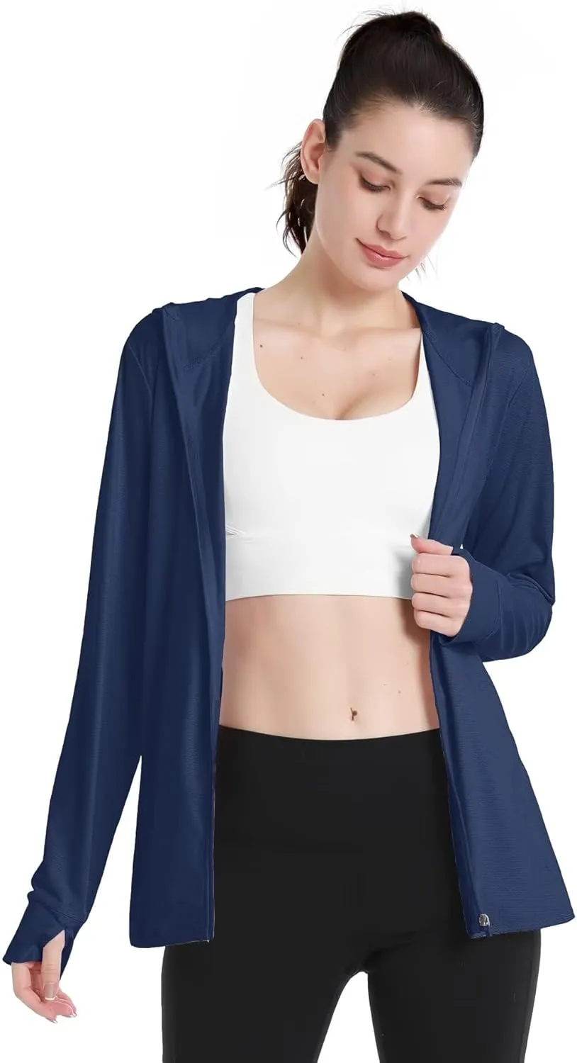 Boladeci Women's Athletic Jackets Lightweight UPF 50  Sun Shirts Long Sleeve Full Zip Up Quick Dry Running Workout Jackets
