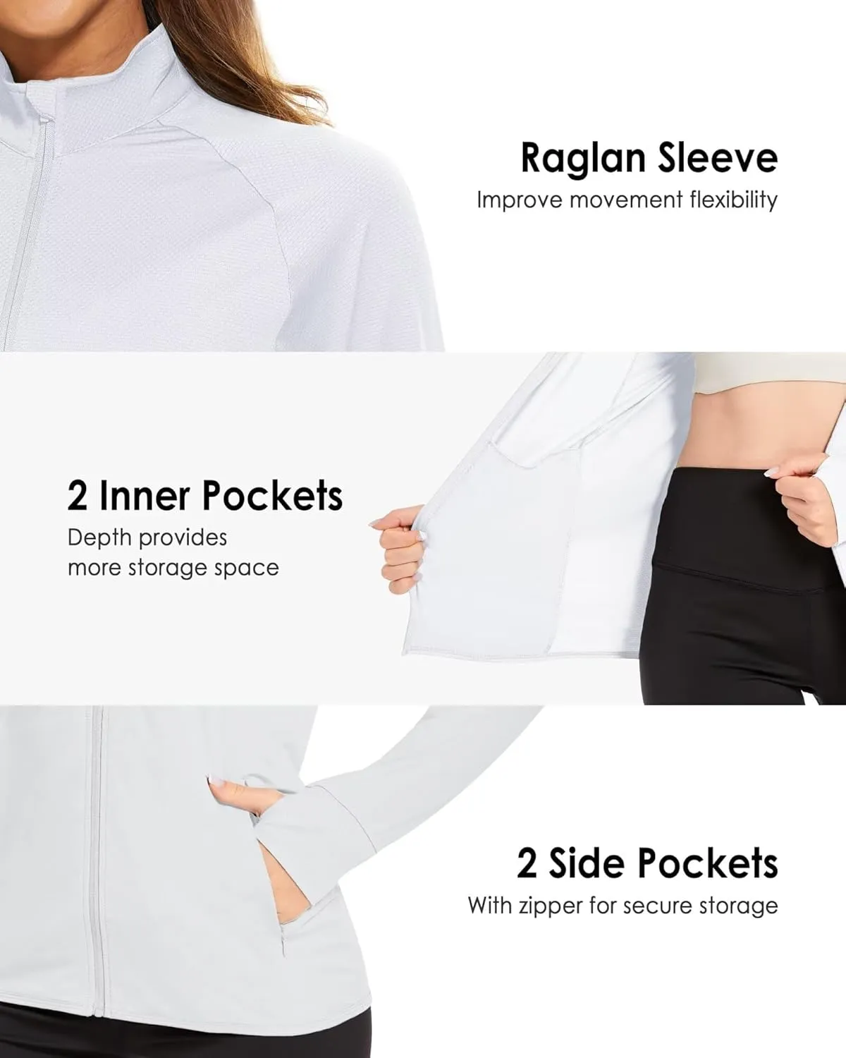 Boladeci Women's Athletic Jackets Lightweight UPF 50  Sun Shirts Long Sleeve Full Zip Up Quick Dry Running Workout Jackets