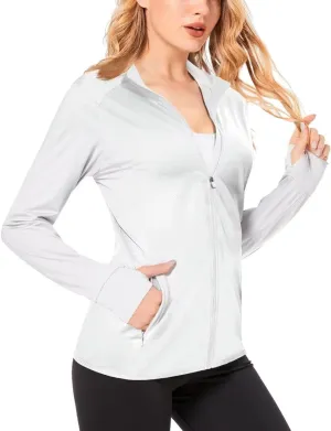 Boladeci Women's Athletic Jackets Lightweight UPF 50  Sun Shirts Long Sleeve Full Zip Up Quick Dry Running Workout Jackets
