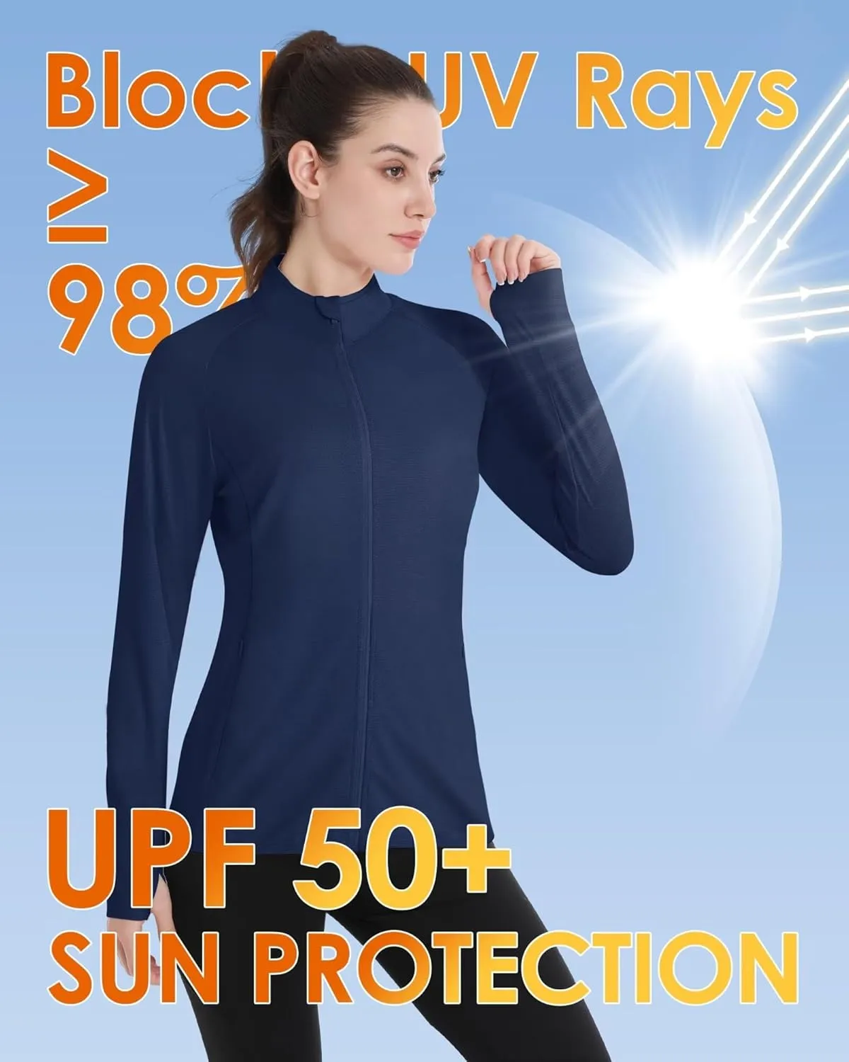 Boladeci Women's Athletic Jackets Lightweight UPF 50  Sun Shirts Long Sleeve Full Zip Up Quick Dry Running Workout Jackets