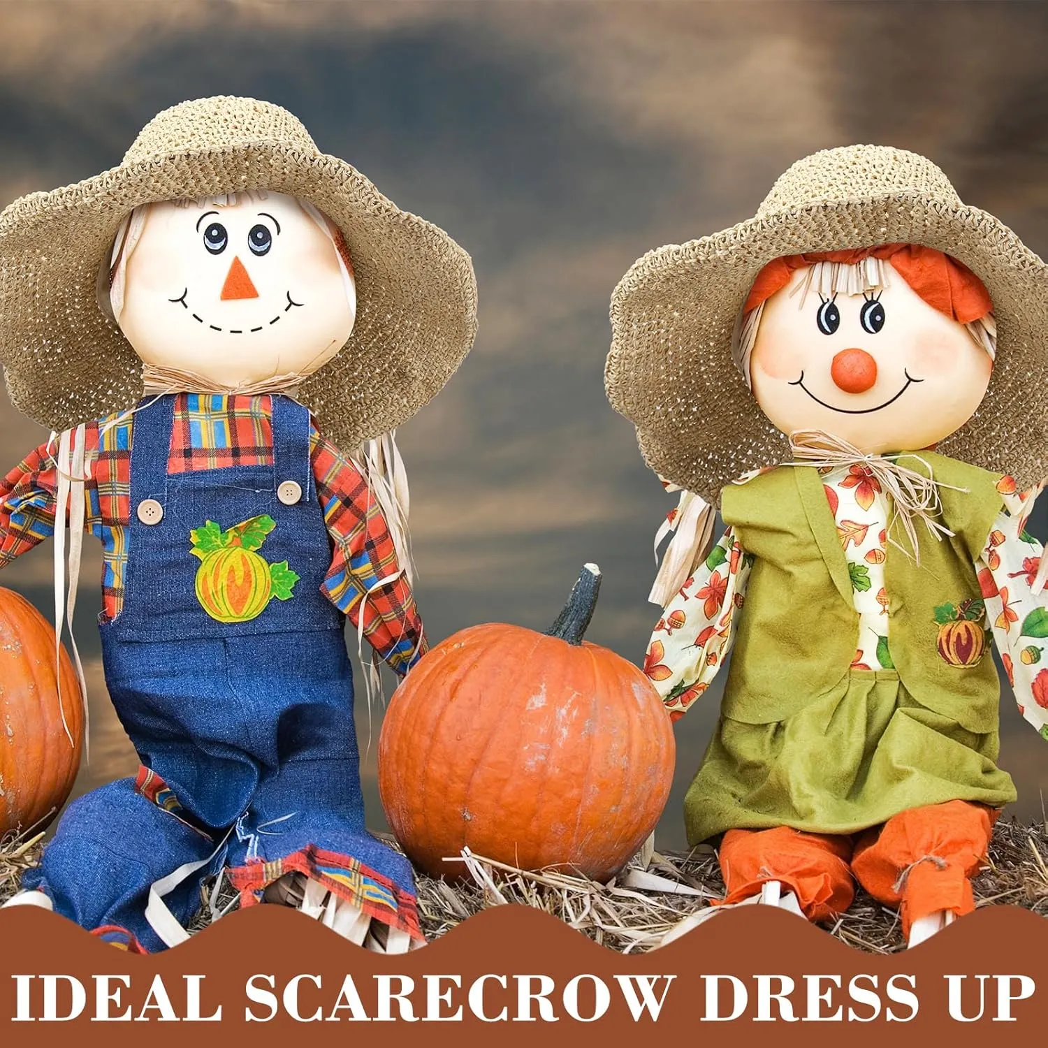 Bonuci 6 Pcs Floppy Paper Straw Sun Hat Foldable Packable Wide Brim Scarecrow Hat Breathable Crochet Bucket Beach Hat